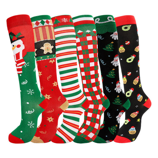 Plusock Christmas Cute Pattern Compression Socks(6 Pairs)