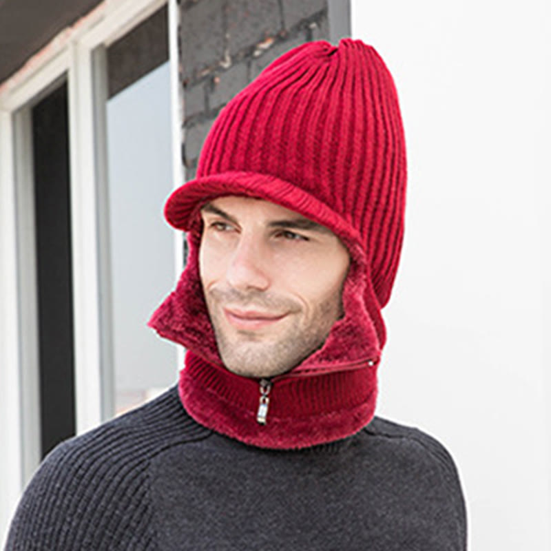 Zipper Beanie Gloves 2 In 1 Set