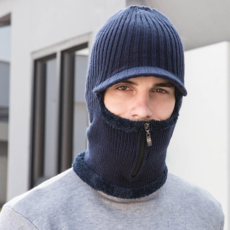Zipper Beanie Gloves 2 In 1 Set