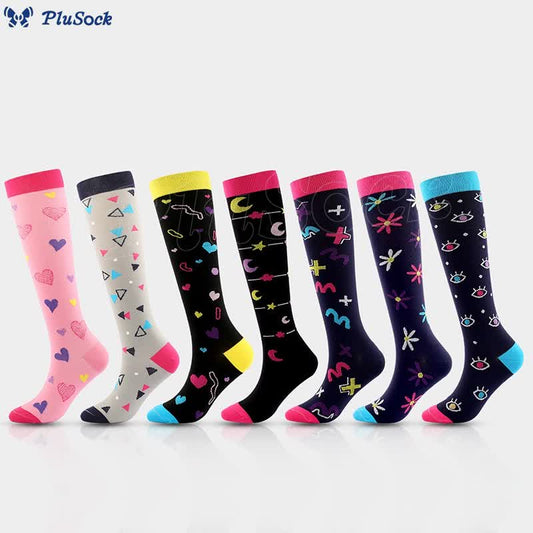 Plusock Cute Fashion Sports Compression Socks(7 Pairs)
