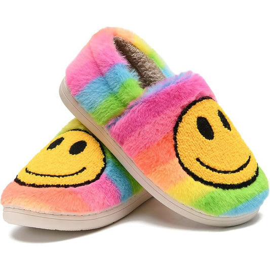 Plusock Plus Size Colorful Smiley Face Slippers
