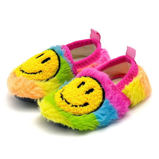 Plusock Plus Size Rainbow Smiley Face Slippers