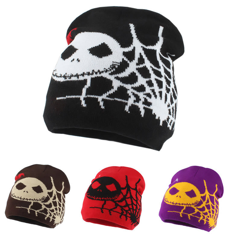Plus Size Ghost Face Spider Web Beanie
