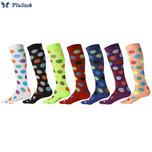 Plusock Rainbow Dots Knee High Socks(7 Pairs)