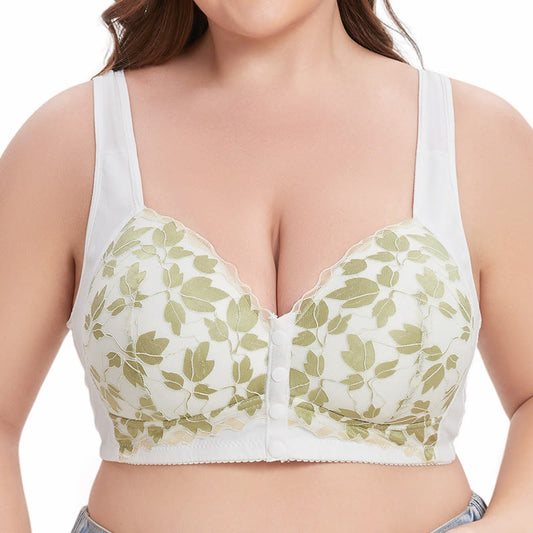 Plusock Plus Size Green Flower Wireless Bra