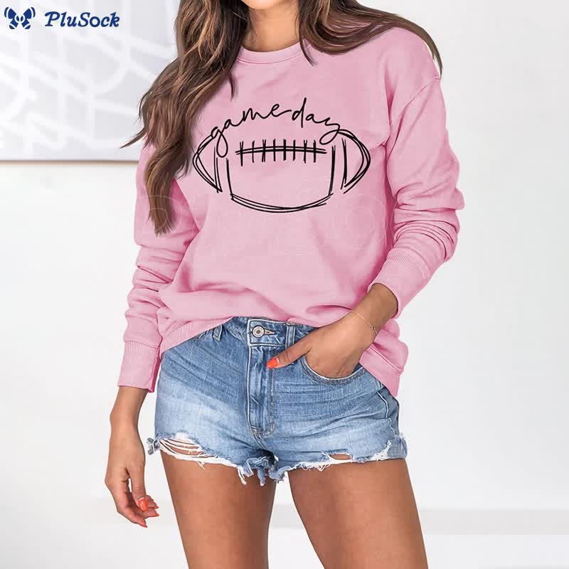 Plusock Plus Size Black Game Day Print Sweatshirt