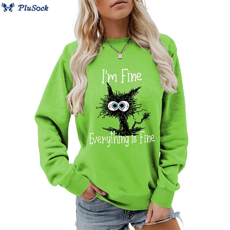 Plusock Plus Size Black Cat Sweatshirt