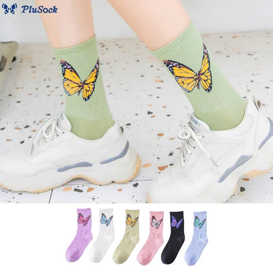 Plusock Butterfly Crew Socks(6 Pairs)