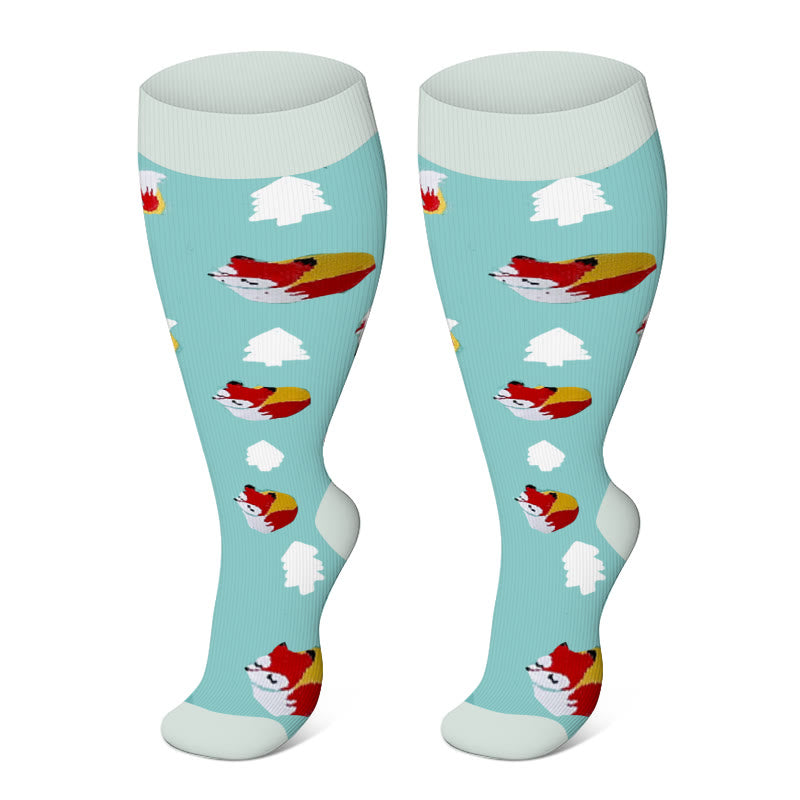 2XL-7XL Plus Size Penguin Fox Compression Socks