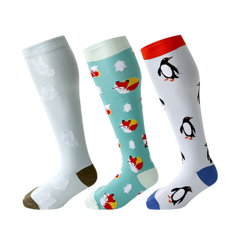 2XL-7XL Plus Size Penguin Fox Compression Socks