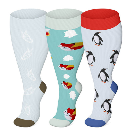 Plusock 2XL-7XL Plus Size Penguin Fox Compression Socks
