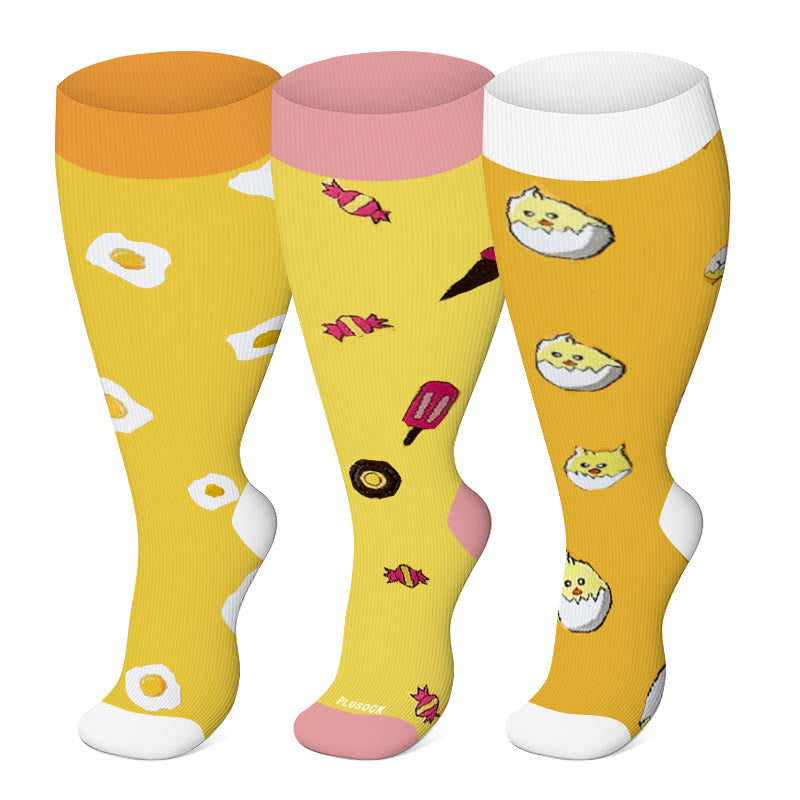 2XL-7XL Plus Size Yellow Series Compression Socks
