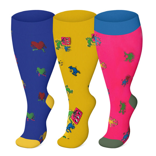 Plusock 2XL-7XL Plus Size Funny Pattern Compression Socks