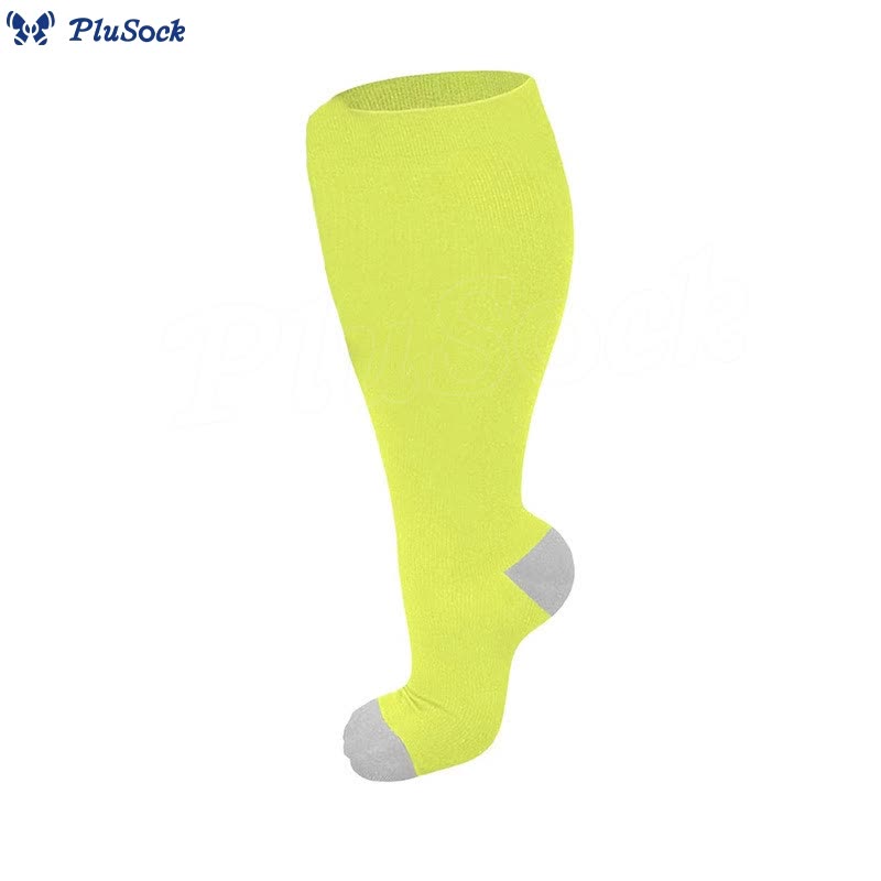Plus Size Fluorescent Green Compression Socks
