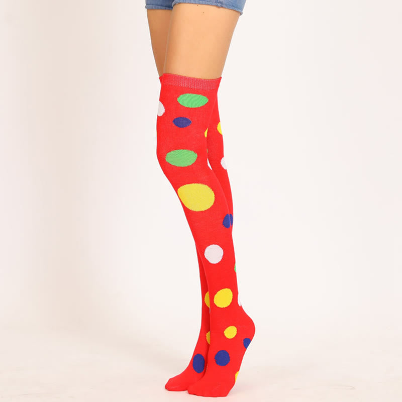 Colorful Dots Thigh High Socks(5 Pairs)