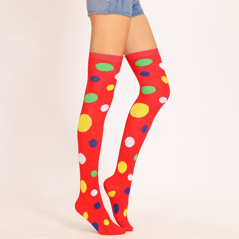 Colorful Dots Thigh High Socks(5 Pairs)