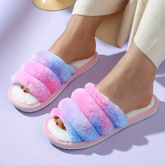 Plusock Plus Size Open Toe Tie Dye Slippers