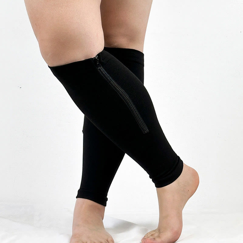 2XL-7XL Plus Size Wide Calf Zipper Compression Socks(2 Pairs) - image 1