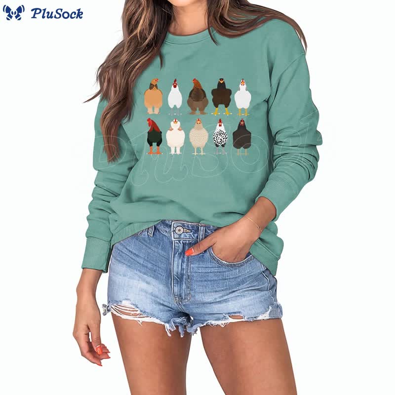 Plusock Plus Size Chick Print Sweatshirt