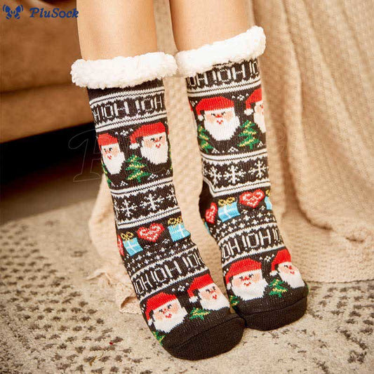Plusock Plus Size Christmas Tree Gifts Slipper Socks(2 Pairs)