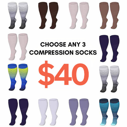 Plusock Plus Size Purple Brown Blue Compression Socks