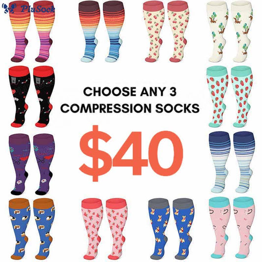2XL-4XL Plus Size Color Pattern Compression Socks - image 1