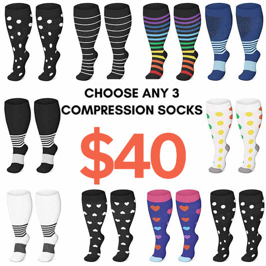 Plusock 2XL-4XL Plus Size Polka Dots Compression Socks