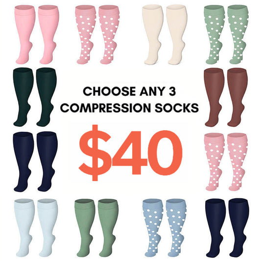 Plusock 2XL-4XL Plus Size Solid Color Compression Socks