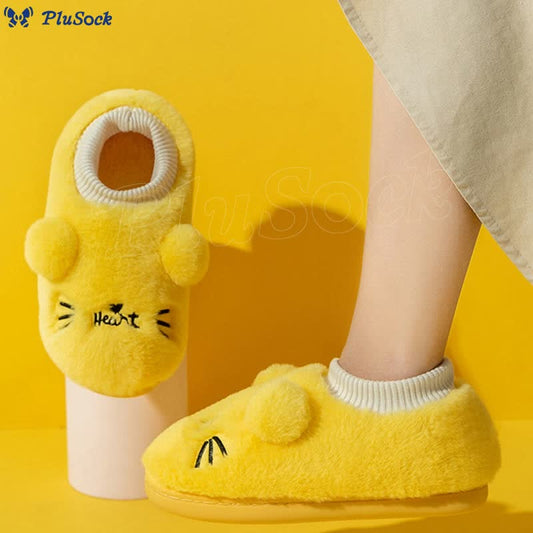 Plusock Plus Size Cartoon Cat Slippers