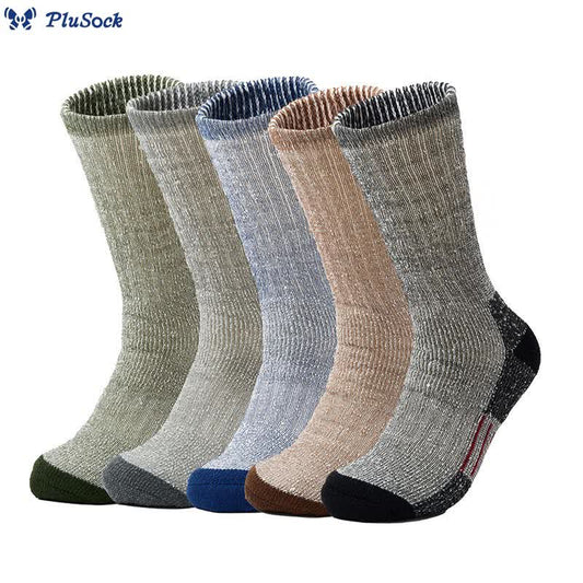 Plusock Plus Size Chunky Needle Soft Crew Socks(5 Pairs)