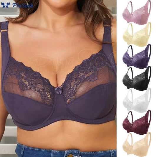 Plusock Plus Size Thin Sexy Lace Underwire Bra
