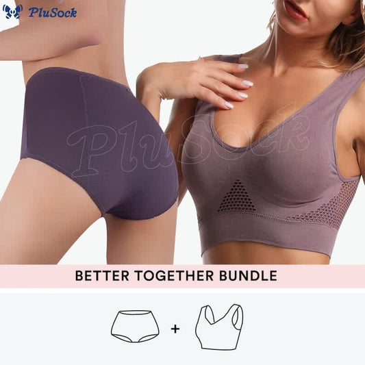 Plusock Bundle Plus Size Cutout Sports Bras + Soft Panty