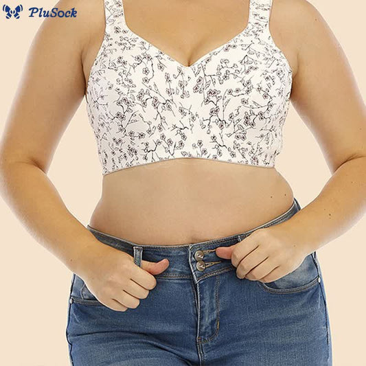 Plusock Plus Size Floral Print Wireless Bra