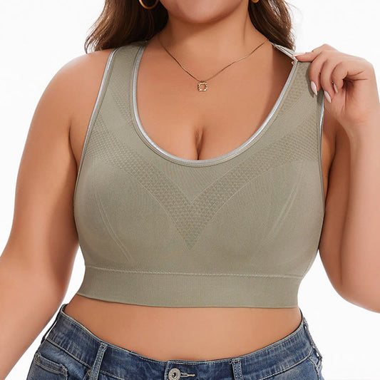 Plusock Plus Size Seamless Breathable Sports Yoga Wireless Bra