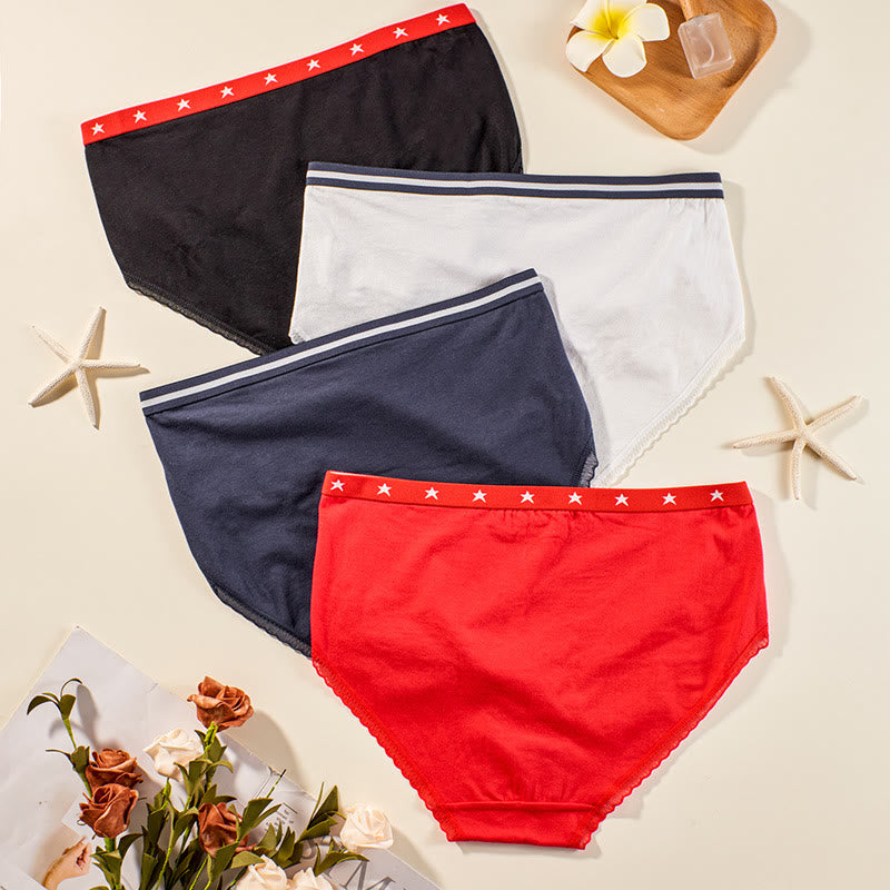 Plus Size High Elastic Lace Printed Panty(3 Packs)