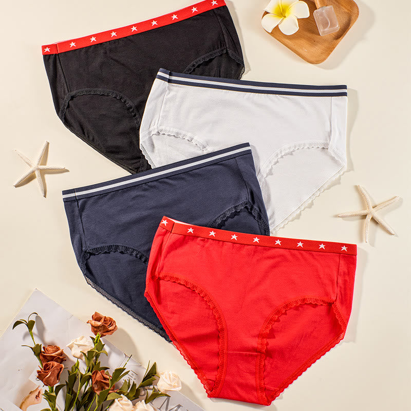 Plus Size High Elastic Lace Printed Panty(3 Packs)