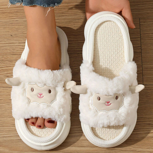 Plusock Plus Size Open Toed Lamb Slippers