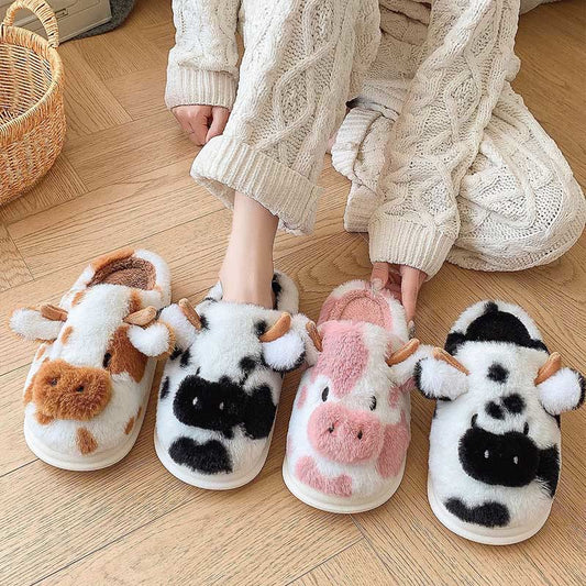 Plusock Plus Size Plush Cow Slippers