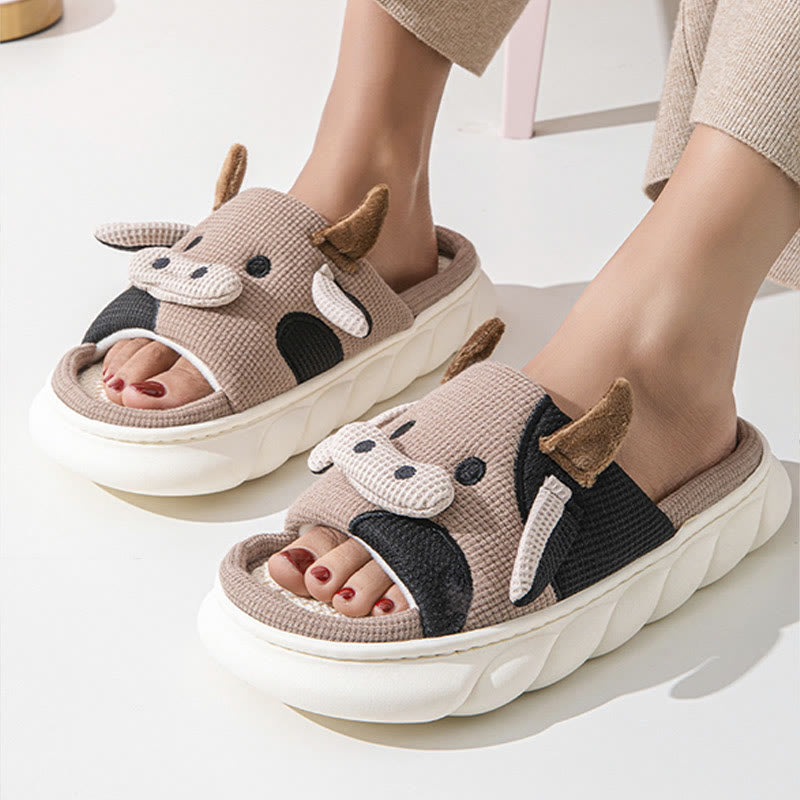 Plus Size Funny Patchwork Cow Slippers - image 5