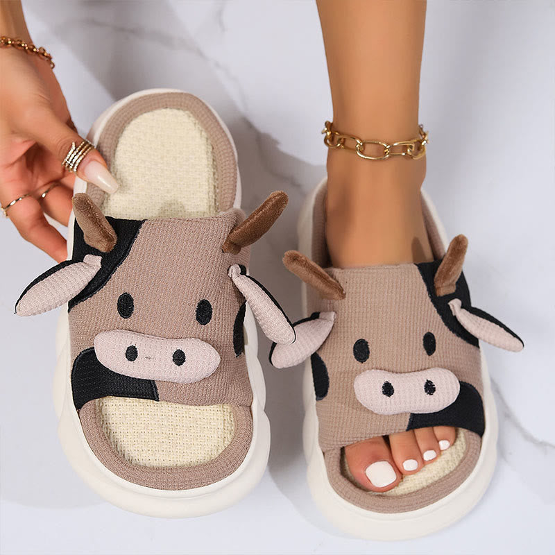 Plus Size Funny Patchwork Cow Slippers - image 4