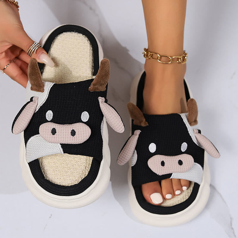 Plus Size Funny Patchwork Cow Slippers - image 3