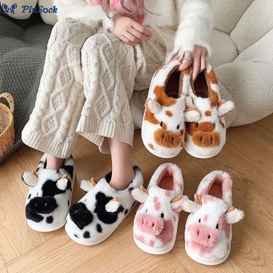 Plusock Plus Size Cartoon Cow Slippers