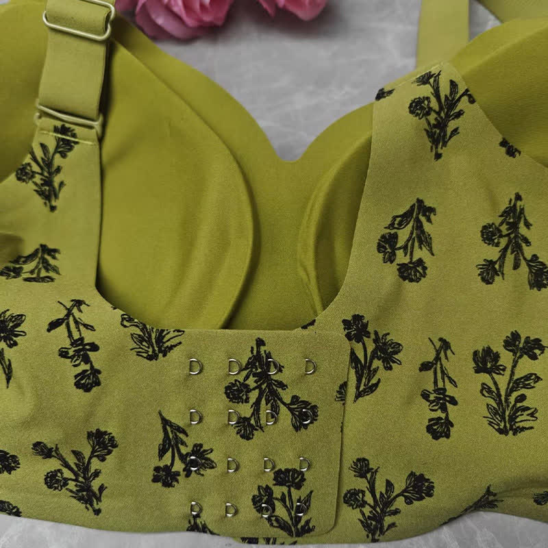 Plus Size Leopard Floral Print Push Up Wireless Bra