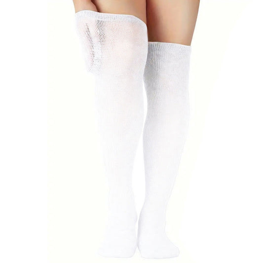 Plusock Plus Size Solid Color Diabetic Thigh High Socks