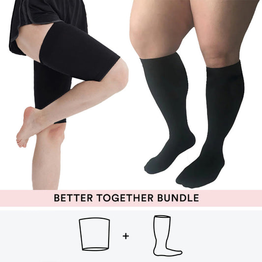 Plusock Bundle Plus Size Thigh Sleeves + Knee High Compression Socks