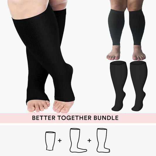Plusock Bundle Plus Size Medical Compression Socks + Compression Sleeves