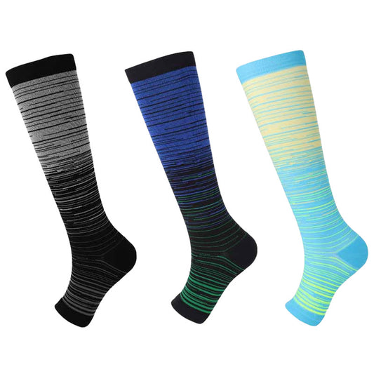 Plusock Plus Size Open Toe Line Compression Socks(3 Pairs)