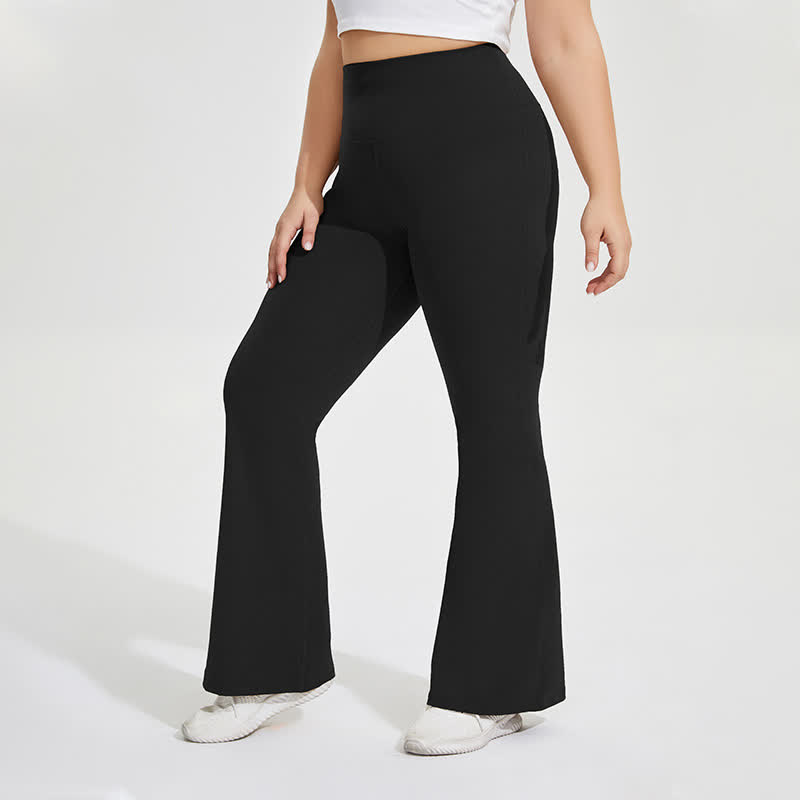 Plusock Solid Color Stretchy Yoga Flare Pants - image 11