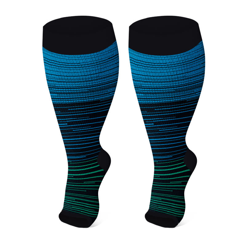 Plusock Plus Size Open Toe Compression Socks(3 Pairs) - Blue - 4XL - image 8