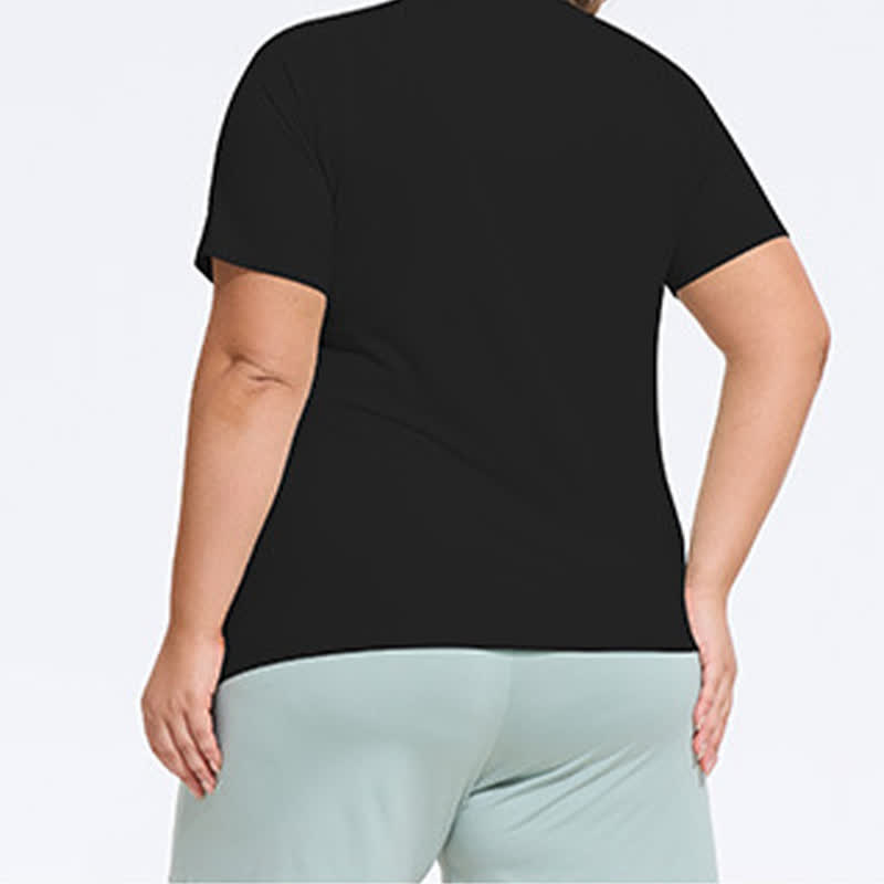 Plusock Plus Size Split Hem Yoga Workout Short Sleeve Top - image 7